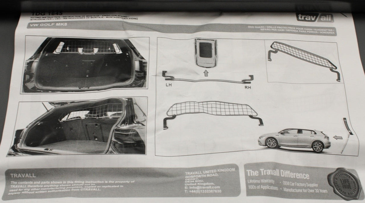 VW Golf MK8 2020-on dog guard partition ZGBCD2017221