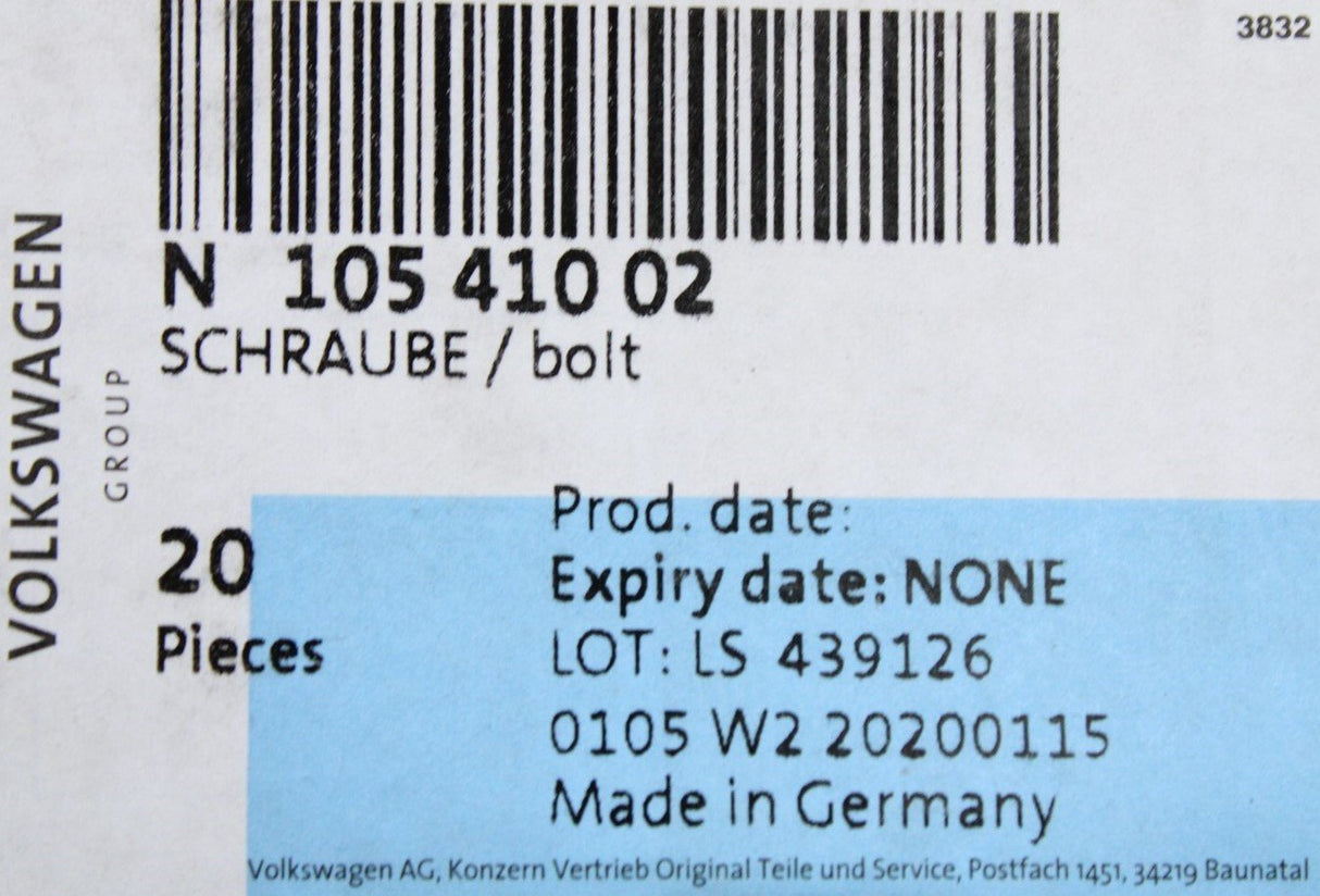 Audi Engine mounting hexagon head bolt with washer M10x35 (x1) N10541002