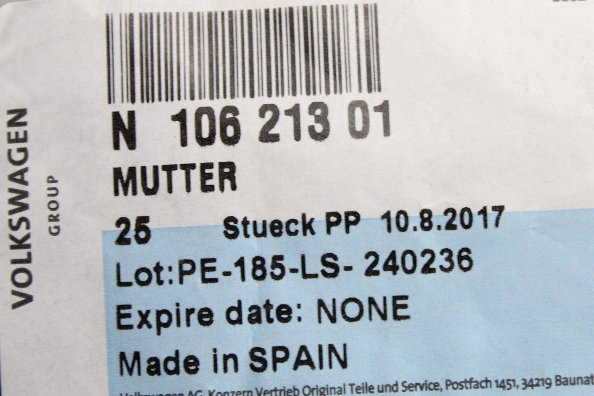 VW Audi Skoda SEAT expanding nut (x5) N10621301