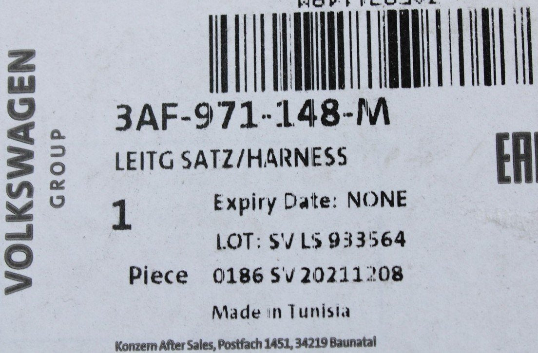 VW Passat B7 estate 2011-15 rear boot wiring loom (right,RHD) 3AF971148M