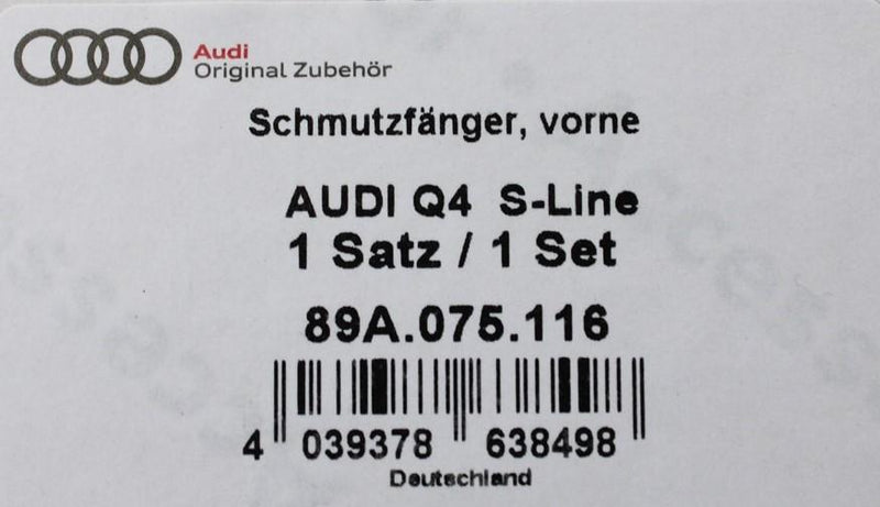 Audi Q4 E-Tron 2021-on S-line mud flap set (front & rear) 89A075106/116