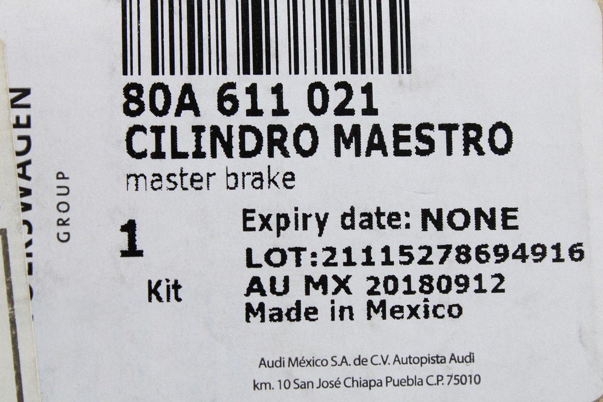 Audi Q5 2017-on tandem brake master cylinder 80A611021