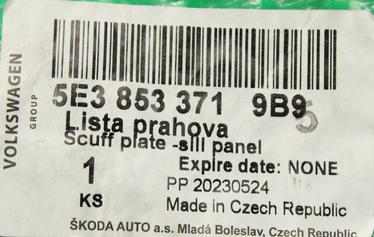 Skoda Octavia 2020-on interior sill trim strip (left) 5E3853371 9B9