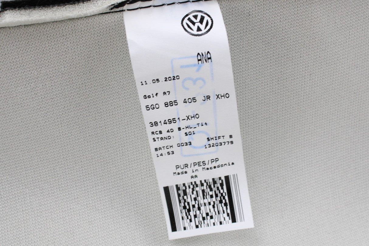 VW Golf MK7.5 2017-20 rear seat base fabric cover 5G0885405JR XHO