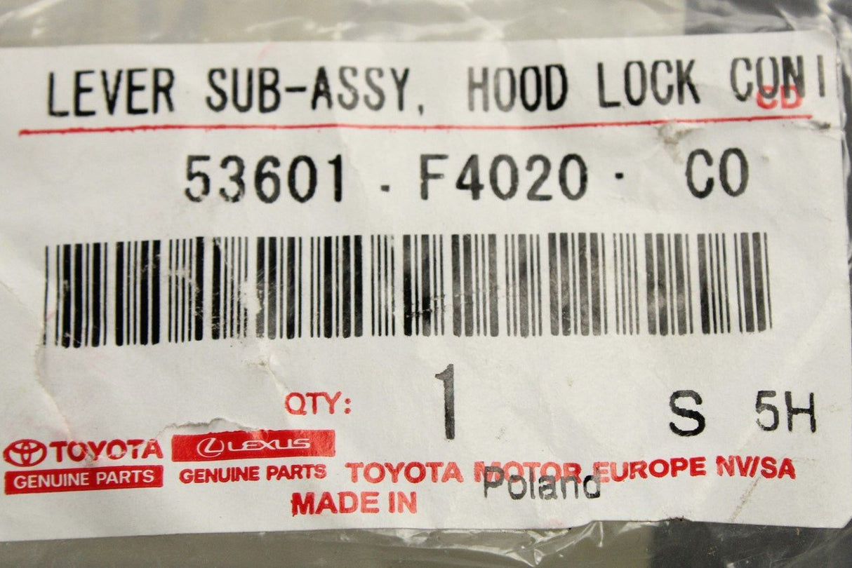 Toyota C-HR 16-on Yaris bonnet release lever (interior) 53601-F4020-C0