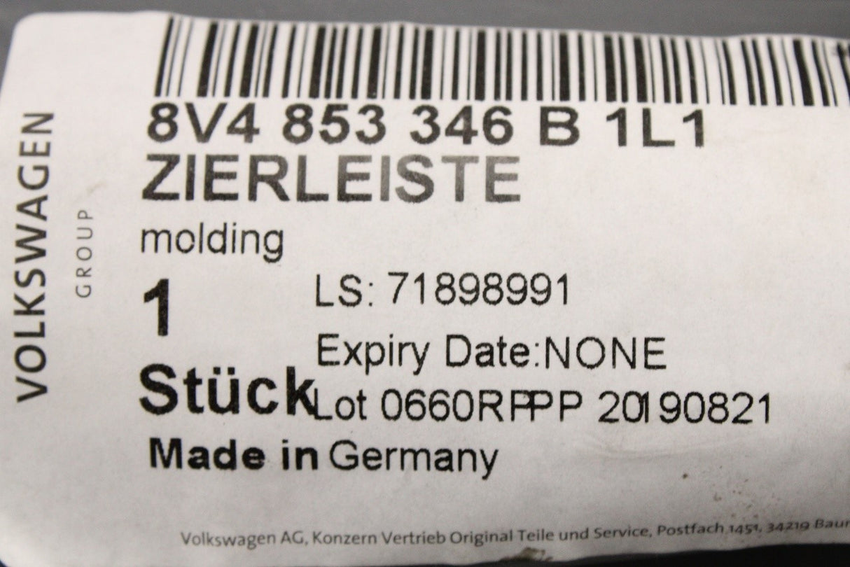 Audi RS3 13-20 rear quarter window moulding trim (right) 8V4853346B 1L1