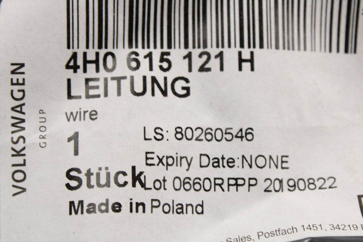 Audi A8 S8 2010-17 brake pad wear sensor (rear) 4H0615121H