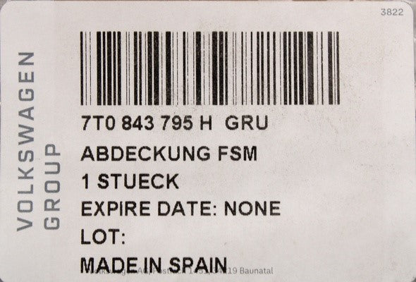 VW Multivan 2022-on sliding door rail cover (left) 7T0843795H GRU