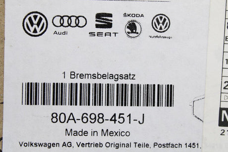 Audi Q5 2017-on brake pads set for 330x22mm (rear) 80A698451J