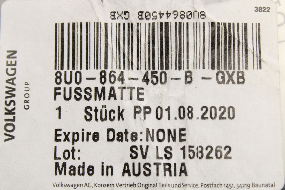 Audi Q3 2015-2018 textile floor mats (rear) 8U0864450B GXB