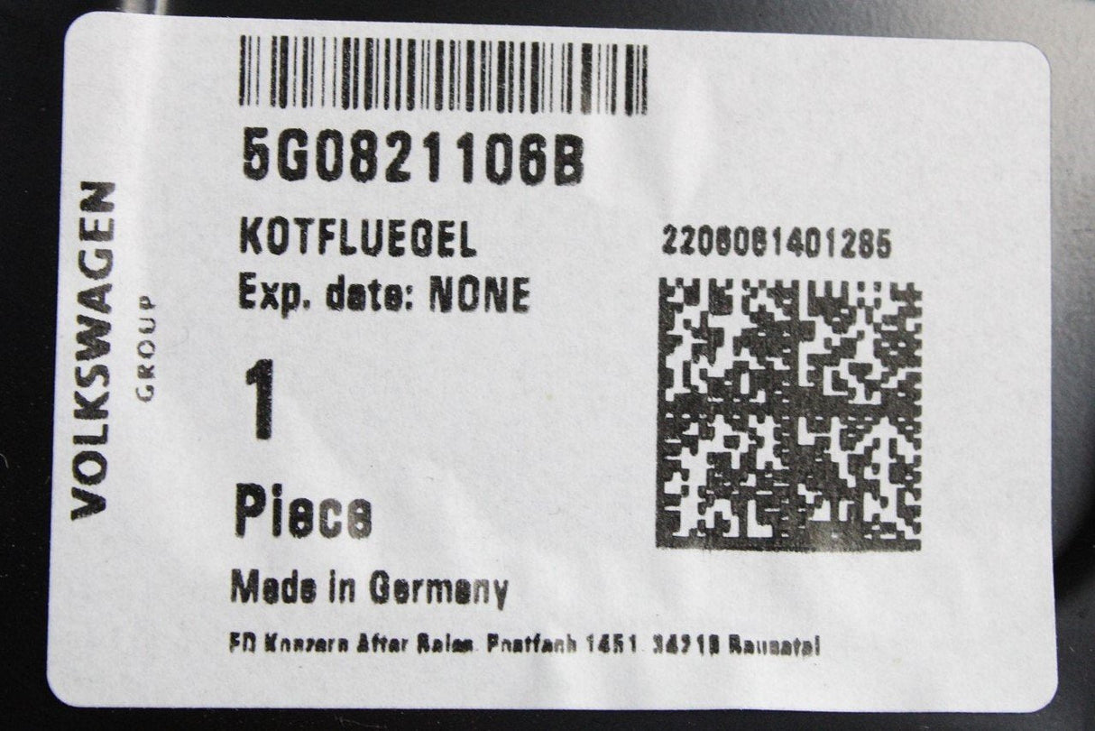 VW Golf MK7.5 2017-2020 front wing panel (right) 5G0821106B