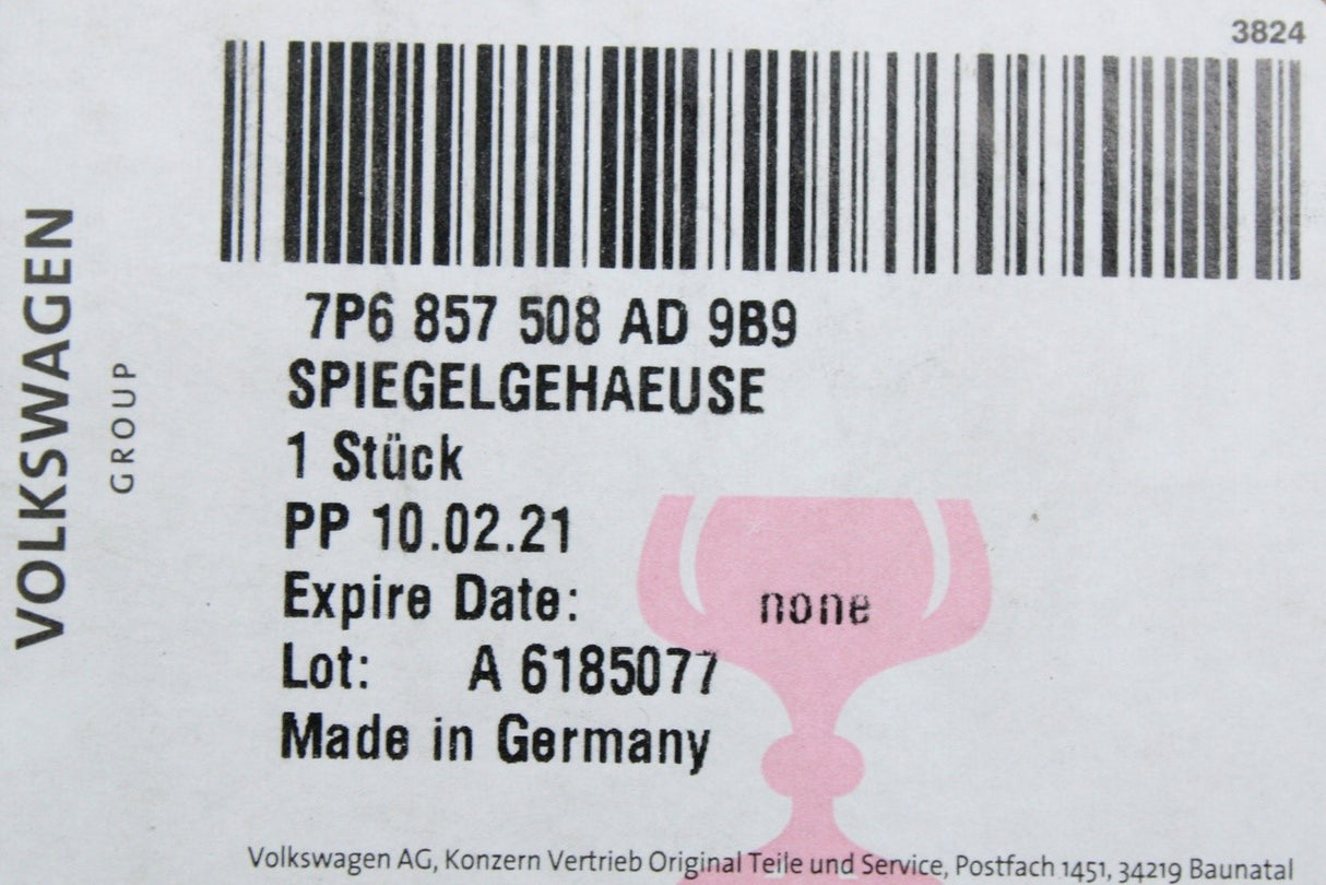 VW Touareg 2011-2014 RHD wing mirror housing (right) 7P6857508AD 9B9