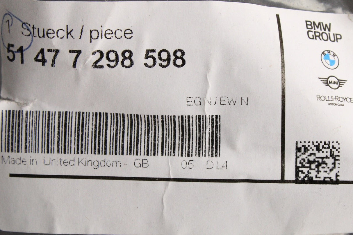 Mini Cooper F56 boot luggage compartment side trim (right) 51477298598