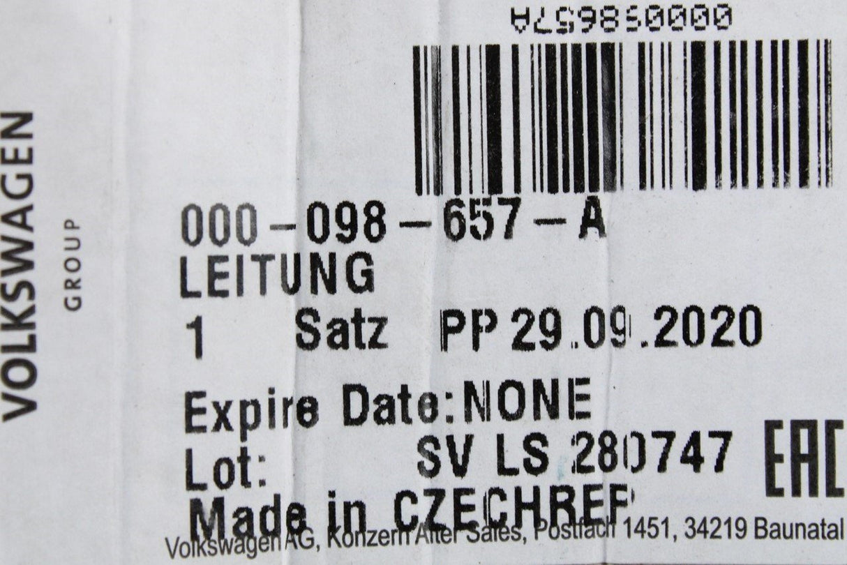 VW Audi Skoda SEAT Aerial connection wire (6500mm) 000098657A