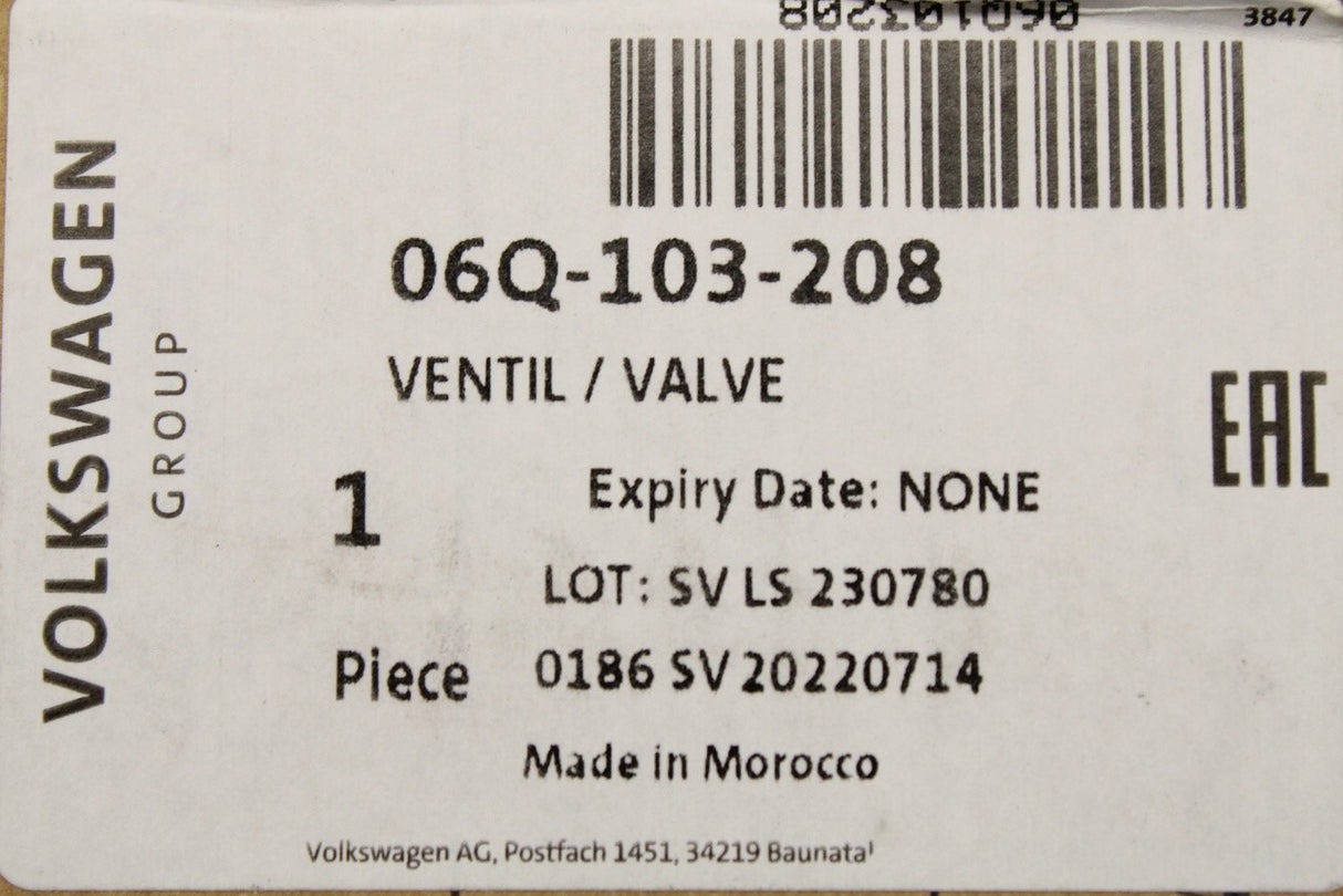 VW Audi Skoda SEAT 2.0 TSI TFSI engine oil cooler valve 06Q103208