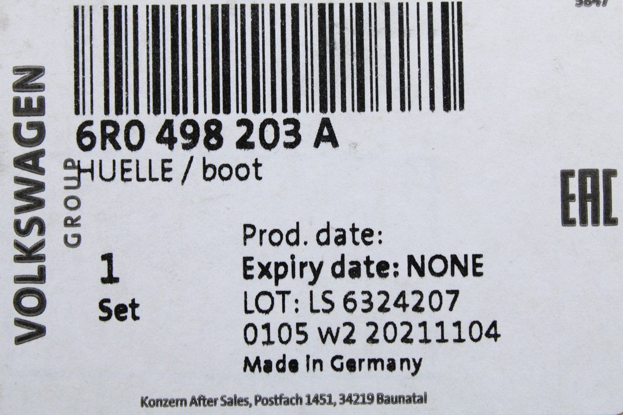 VW Jetta 2020-on CV joint boot repair kit (outer, automatic) 6R0498203A