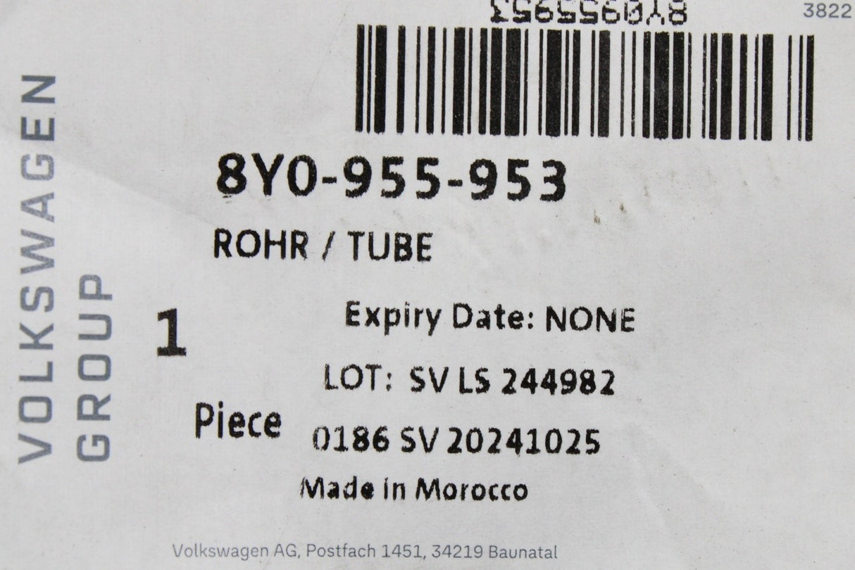 Audi A3 S3 8Y 2020-on windscreen washer hose 8Y0955953