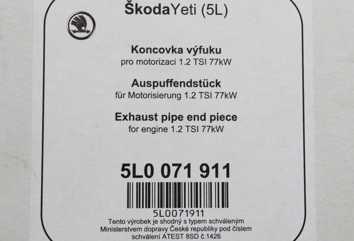 Skoda Yeti 2010-18 1.2 TSI exhaust tail pipe tip (chrome) 5L0071911