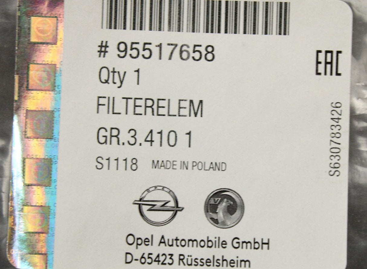 Vauxhall Vectra C 2002-2008 air filter element 95517658