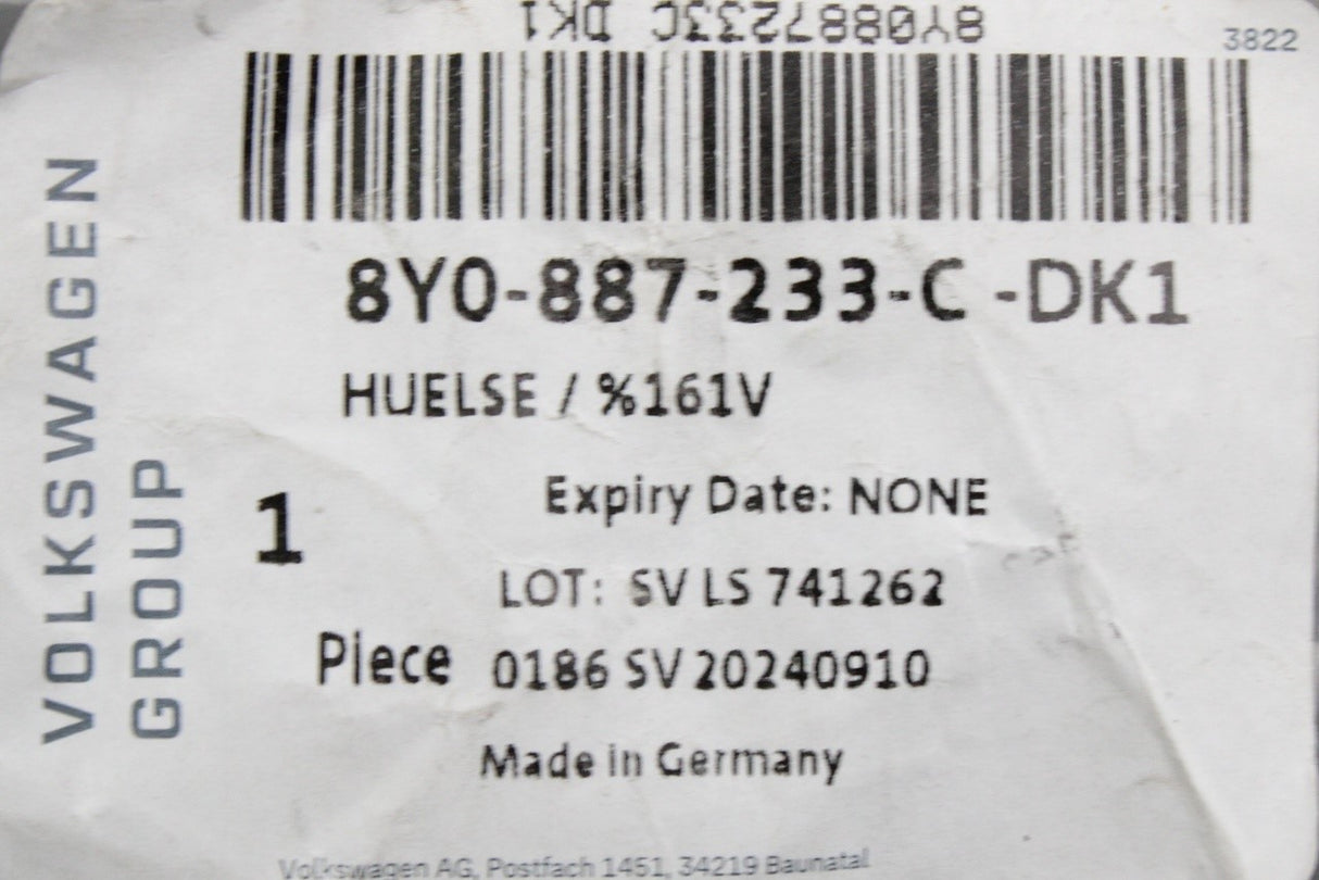 Audi A3 S3 RS3 8Y 2020-on rear isofix guide sleeve (x1) 8Y0887233C DK1