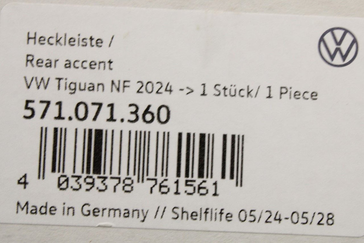 VW Tiguan 2024-on boot tailgate protective strip (chrome) 571071360