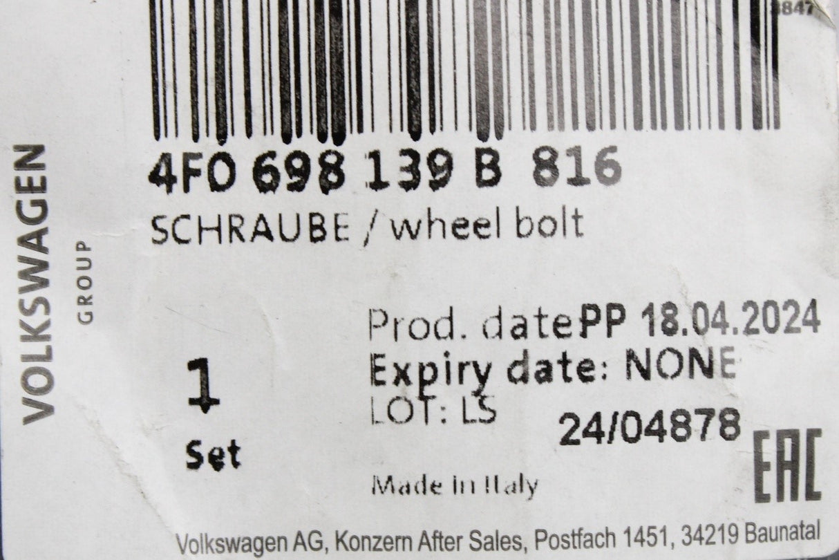 Audi A4 A5 A6 A7 A8 locking wheel nut with key code S 4F0698139B 816