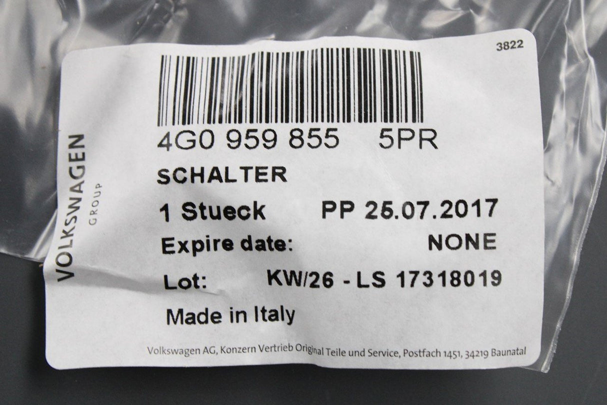 Audi A1 11-14 Q3 12-18 single window switch (front left) 4G0959855 5PR