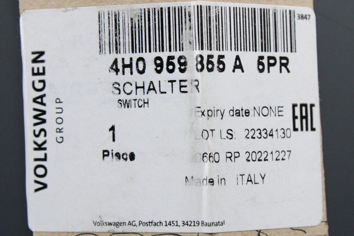 Audi A1 A6 RS6 A7 A8 Q3 RSQ3 window switch (front left) 4H0959855A 5PR