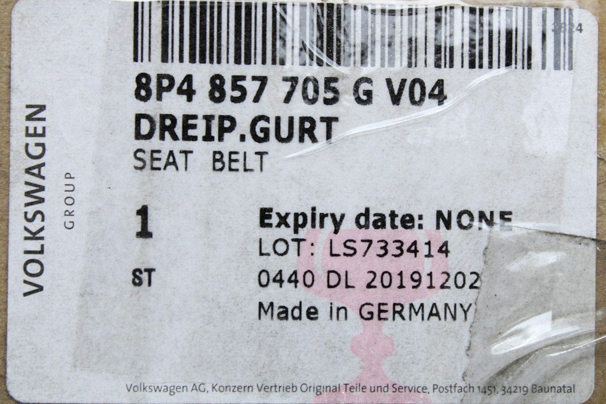 Audi A3 S3 RS3 8P Sportback 04-13 seat belt (front left) 8P4857705G V04