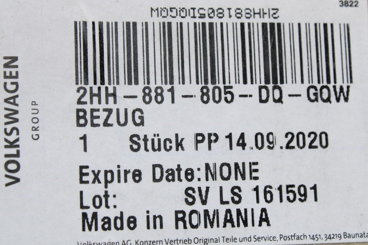 VW Amarok 17-22 front seat backrest cover leather (left) 2HH881805DQ GQW