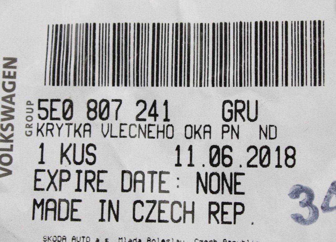 Skoda Octavia 5E 2013-17 front bumper towing eye cover 5E0807241 GRU