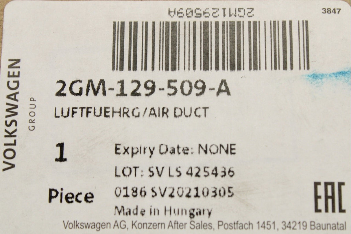 VW T-Cross 2019-on upper air duct (front) 2GM129509A