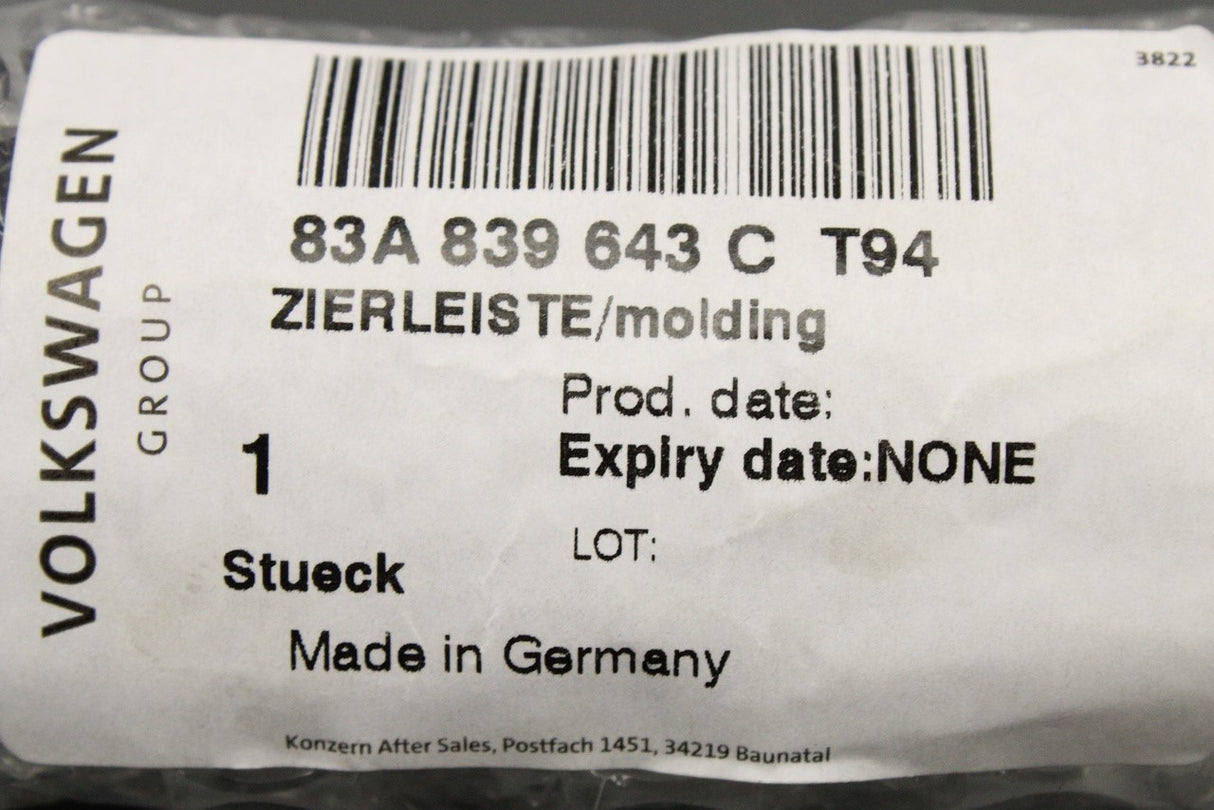 Audi Q3 2019-on upper window trim strip (rear left) 83A839643C T94