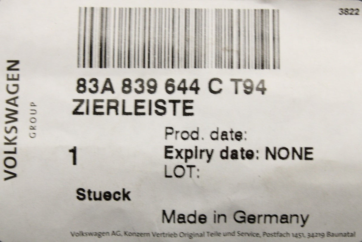 Audi Q3 2019-on upper window trim strip (rear right) 83A839644C T94