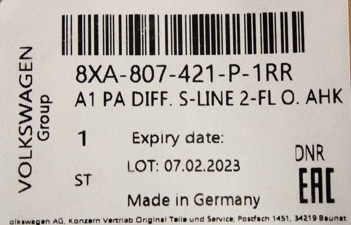 Audi A1 S-line 2015-2018 rear bumper lower spoiler trim 8XA807421P 1RR