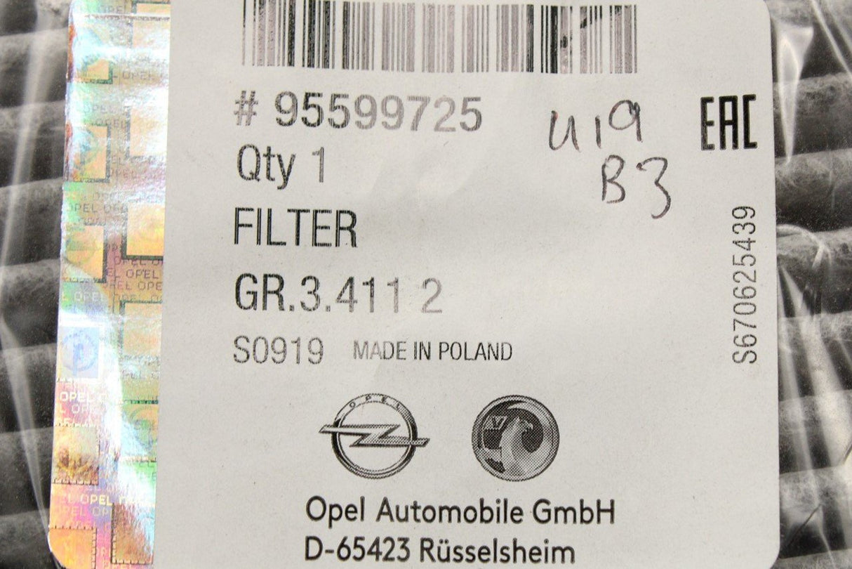 Vauxhall Antara 2007-17 pollen filter 95599725