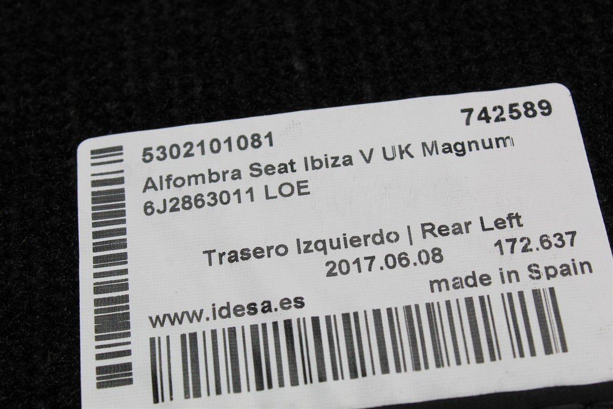 SEAT Ibiza 6J 2009-17 front & rear carpet floor mats black 6J2863011 LOE