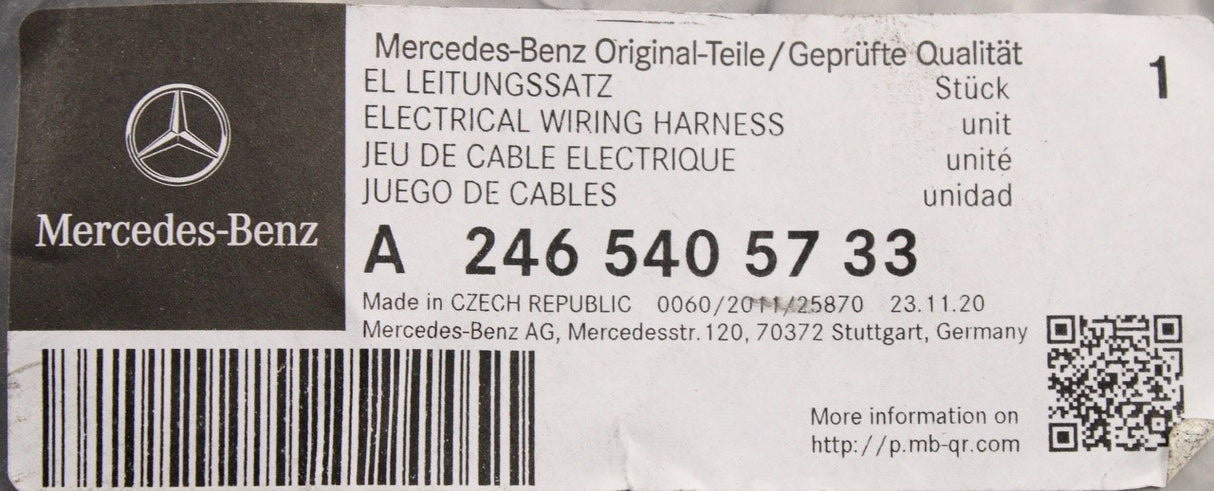 Mercedes-Benz CLA GLA B W246 starter motor battery cable A2465405733