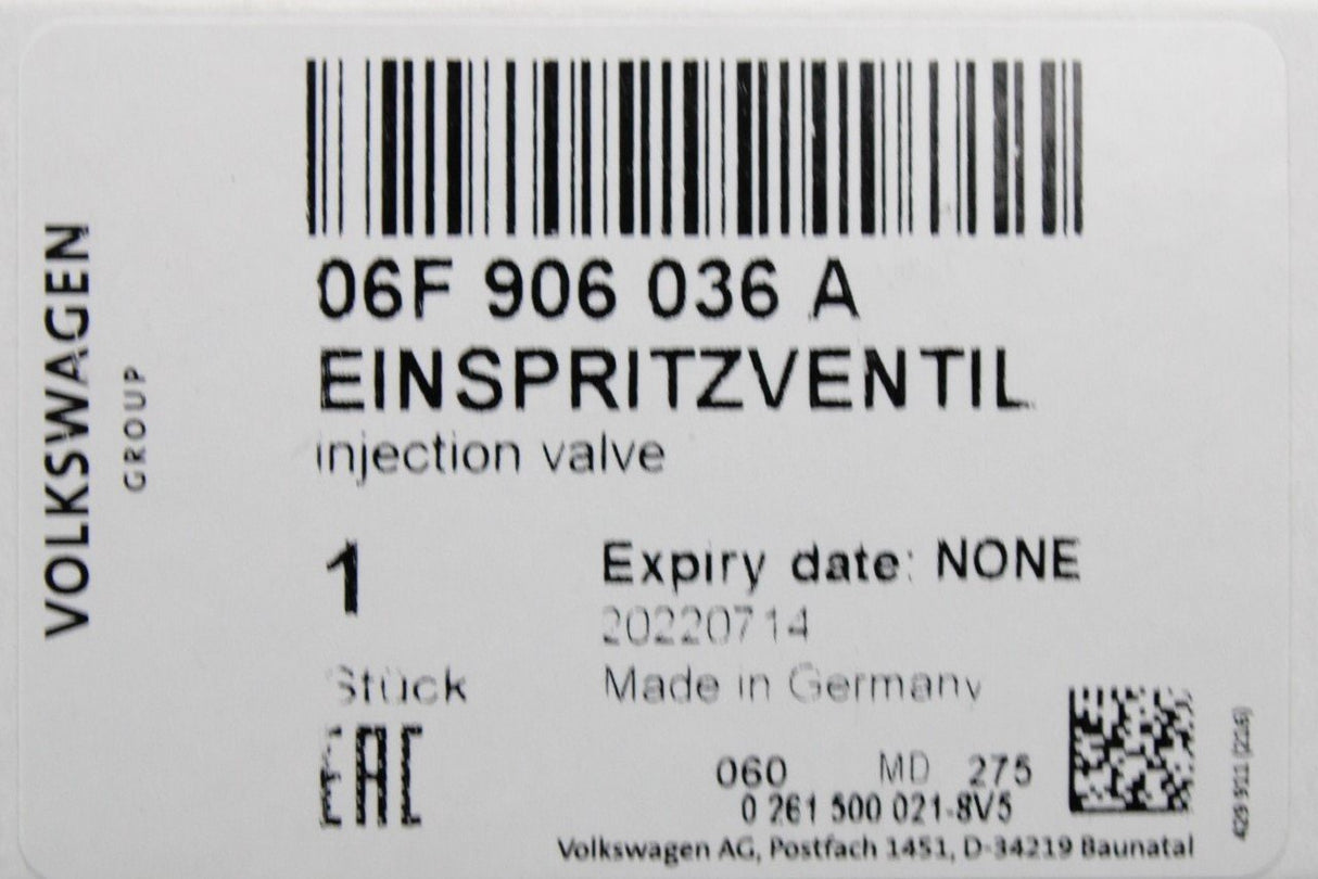 VW Golf GTI Audi Skoda SEAT fuel injector for 2.0TFSI (x1) 06F906036A