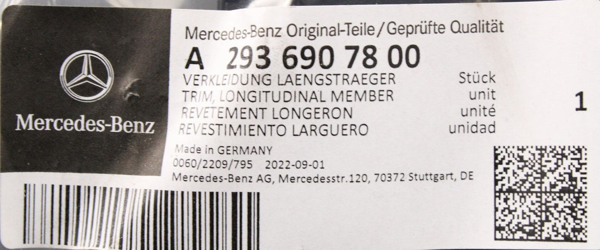 Mercedes-Benz EQC side skirt cover trim rear right A2936907800