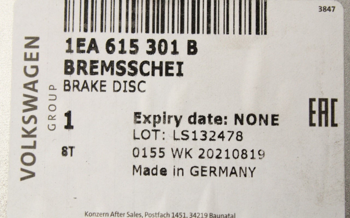VW ID.4 21-on ID.5 ID.7 Skoda Enyaq front brake discs (x2) 1EA615301B