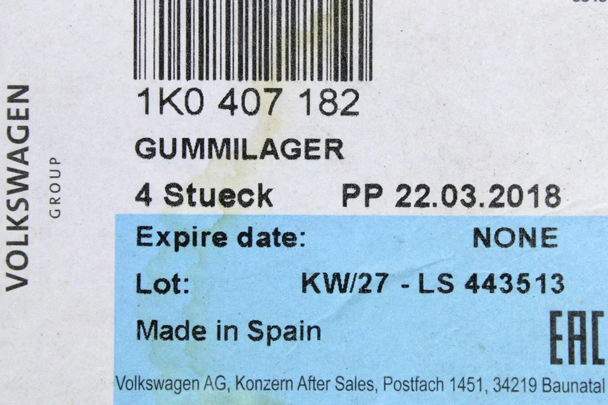 VW Audi Skoda SEAT lower suspension arm wishbone bush (front) 1K0407182