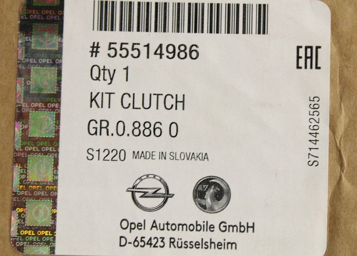 Vauxhall Astra K 16-on Insignia B clutch and pressure plate 55514986