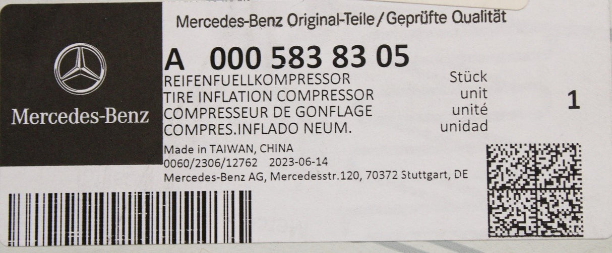 Mercedes-Benz tyre inflator compressor A0005838305