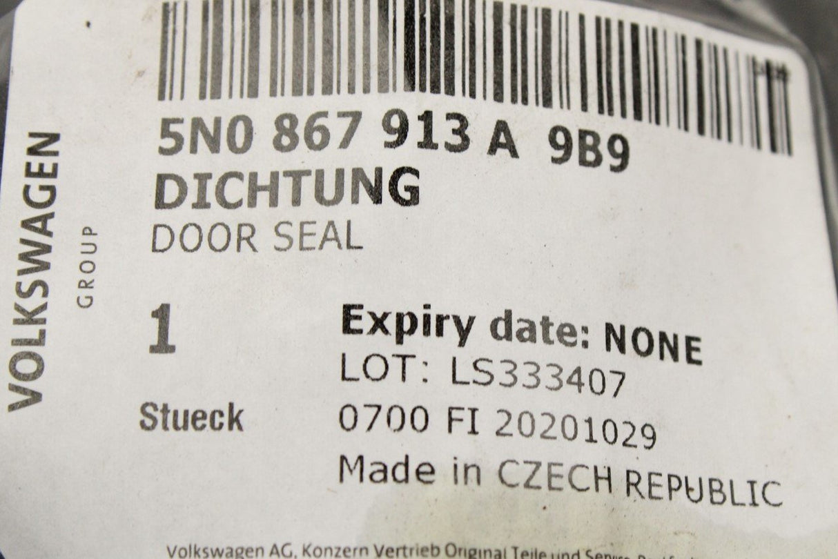 VW Tiguan 2008-2016 inner door seal (rear) 5N0867913A 9B9