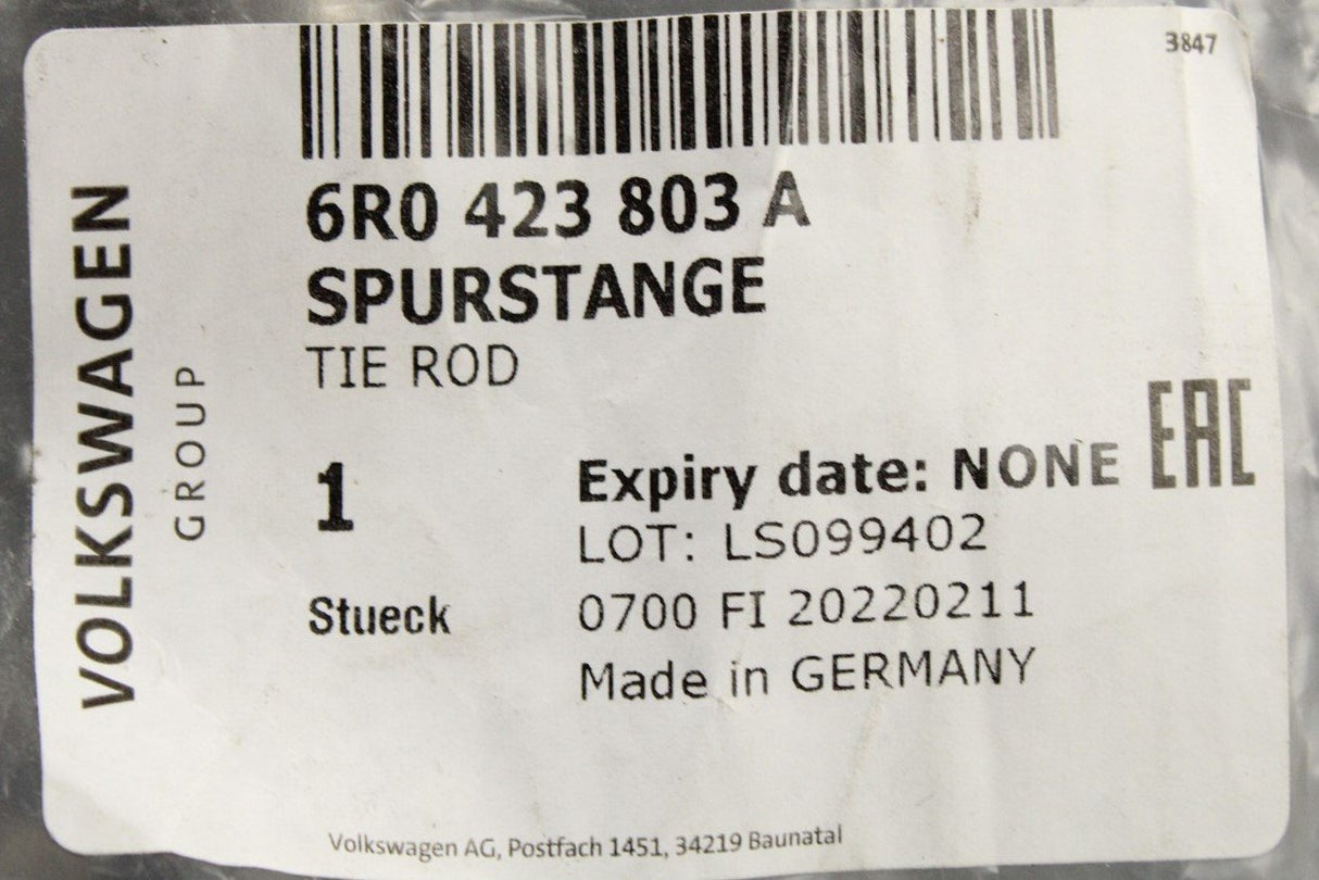 VW Polo 6R Skoda Rapid SEAT Ibiza 2010-on tie rod (left) 6R0423803A