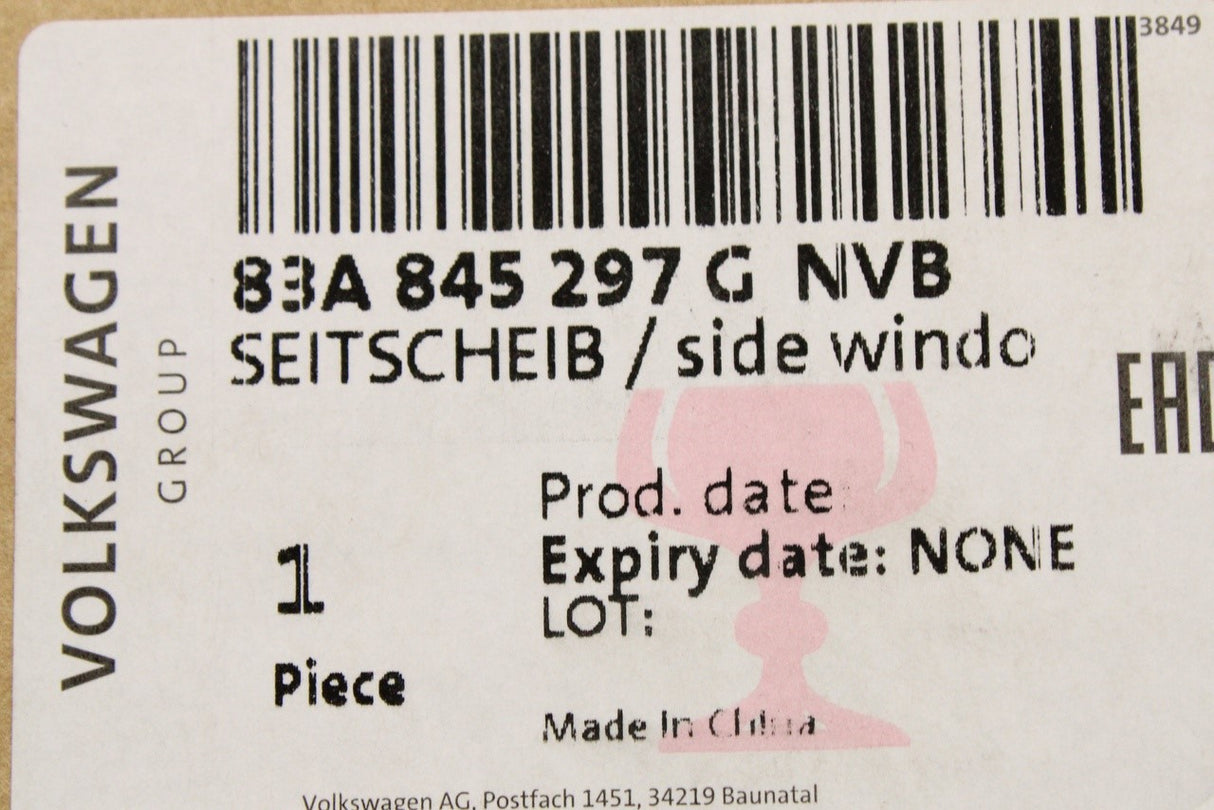 Audi Q3 2019-on rear quarter window glass (left) 83A845297G NVB