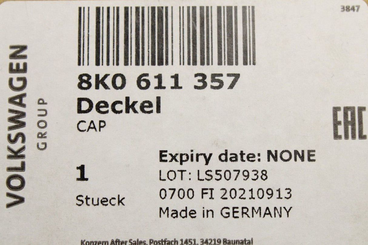 Audi Q5 RS4 08-18 brake fluid reservoir cap and level sensor 8K0611357