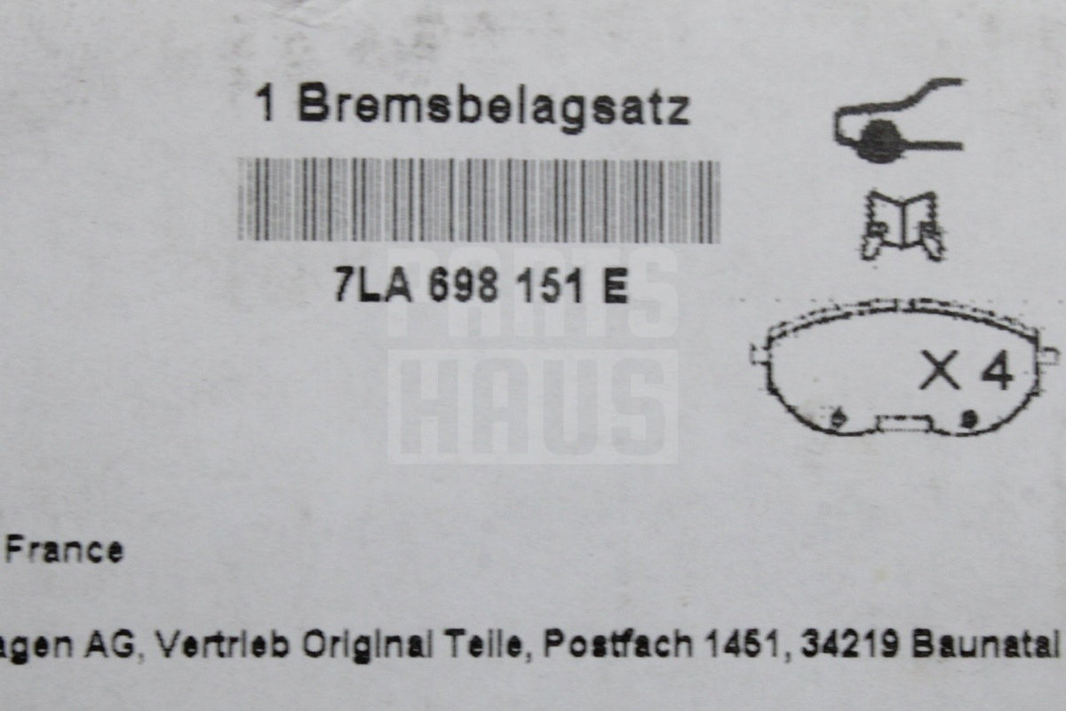 VW Transporter T6.1 2020-2024 brake pads set (front) 7LA698151E