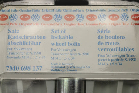 VW Transporter T4 96-04 locking wheel bolts set 7M0698137